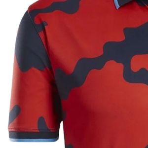 Men's Red Printed Sublimation Polo Shirt Short Sleeve <b>Athletic</b> Shirt Stylish Sportswear Top for Golf Practice Outdoor - Product Image 6