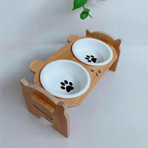 Comederos Elevados de Cerámica para Mascotas en Gris y Rosa con Soporte de Madera, Elegante Estación de Alimentación - Product Image 6