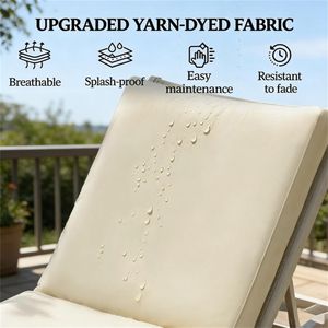 Cuscino Beige a Due Pezzi per Sedia da Terrazzo, Cuscino di Ricambio per Sedia Relax da Giardino, Solo Cuscini per Esterni - Product Image 2