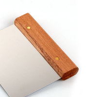 Couteau à pâte professionnel en acier inoxydable avec manche ergonomique en bois 15 cm – Couteau de boulangerie, pâtisserie, pizza, cuisine – Lavage à la main uniquement