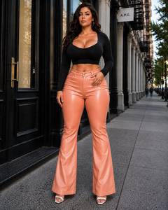 Pantalones de Piel de Oveja a la Moda, Pantalones Anchos y Holgados de Pierna Recta con Alta Elasticidad para Mujer - Product Image 5