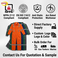 Combinaison ignifuge FR antistatique, certifiée anti-arc électrique, haute visibilité orange, réfléchissante, conforme aux normes NFPA 2112 et EN ISO 11612, pour le travail dans l'industrie pétrolière et gazière.