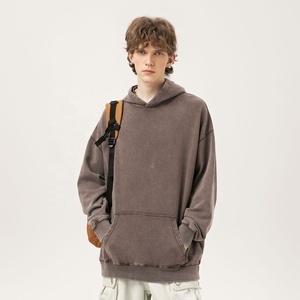 High Quality 400gsm 80% Cotton 20% Polyester Unisex Oversized Drop Shoulder Snow Acid <b>Wash</b> Vintage Pullover Hoodie For Men Women - Product Image 6