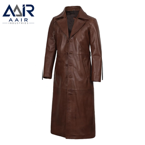 Gabardina de Cuero Genuino para Hombre, Larga, Transpirable, Resistente al Viento, Corte Regular, para Uso Casual y Formal - Product Image 5