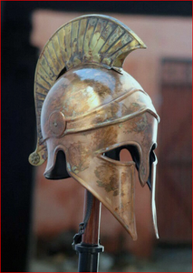 Casco de Guerrero Griego, Casco Corintio de Metal con Pluma, Armadura de Acero, Casco de Acero Pulido, Forma Redonda - Product Image 4
