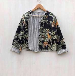 เสื้อแจ็คเก็ตผ้าฝ้ายพิมพ์ลายอินดิโก้สไตล์โบฮีเมียน บุใยหนานุ่ม ระบายอากาศได้ดี ใส่ได้ทุกฤดู สำหรับผู้หญิง สั่งตรงจากผู้ค้าส่ง - Product Image 2
