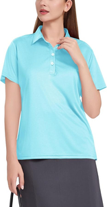 เสื้อโปโลผู้หญิงแบบ OEM สั่งทำพิเศษ แขนสั้น ทรงปกติ ระบายอากาศได้ดี ผ้าถัก โพลีเอสเตอร์ 100% สวมใส่สบายๆ สำหรับฤดูใบไม้ผลิและฤดูร้อน สีพื้น - Product Image 4
