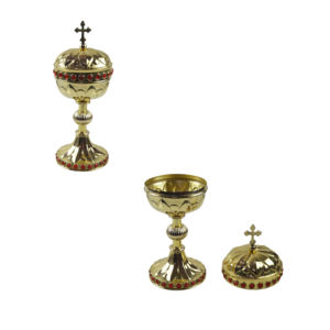 Ciborio Grande Redondo Dorado de Metal para Vino - ¡Oferta Especial! Producto para Iglesia, Bajo Precio, Artículos Promocionales para Fiestas - Product Image 2