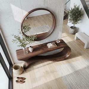 Table console artisanale moderne de luxe en bois massif, écologique, durable, de haute qualité, pour salon, chambre, hall d'hôtel - Product Image 5