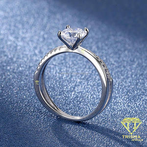 Anillo de Diamante Moissanite Corte Redondo VVS en Plata de Ley 925 con Piedras, Joyería de Compromiso Solitario de Lujo - Product Image 3