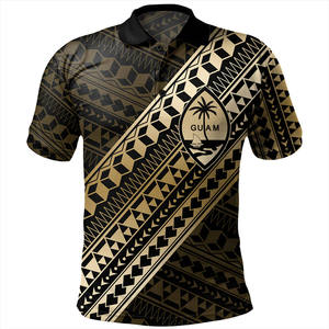 Polo imprimé polynésien Guam pour homme, manches courtes, motif noir et rouge, décontracté, respirant, 100 % polyester, coupe classique - Product Image 5