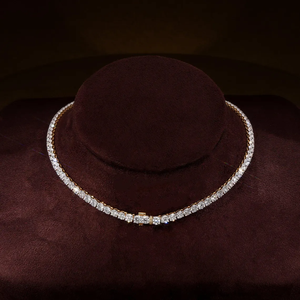 Exquisite Round Brilliant Cut Lab Grown Diamond Tennis <b>Necklace</b> VVS2 Certified Diamonds <b>Solid</b> Gold Elegant Jewelry for Women - Product Image 2
