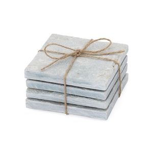 Ensemble de 4 sous-verres carrés en marbre blanc, décoration de la maison pour la Saint-Valentin, sous-verres en pierre naturelle de 4,5 x 4,5 pouces - Product Image 6