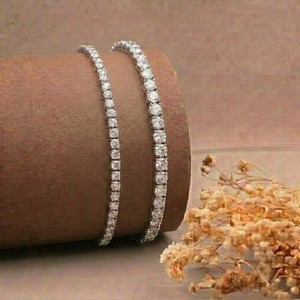 Pulseras de Diamantes de Oro Blanco de 10K para Mujer, Corte Brillante Redondo, Cultivados en Laboratorio, Color EF, Certificados por GIA, Joyería Clásica para Bodas - Product Image 4