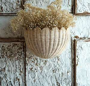 2026 OEM Scallop Design Rattan Wall <b>Basket</b> Decor & <b>Wicker</b> Wall Storage Woven Organizer Hamper Rattan Wholesale Vietnam Factory - Product Image 6