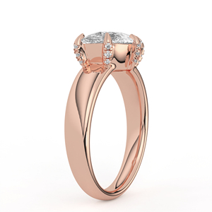 Ensemble de mariage en or jaune 14K 18K avec diamant de laboratoire taille ovale, bague solitaire entrelacée et alliance assortie micro-pavée Chevron V - Product Image 4