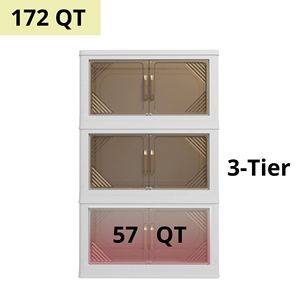 21.6 Inch Wide 172 QT Clear Door <b>Foldable</b> Storage <b>Box</b> 3-Tier Large Capacity Clothes Organizer Easy Access Moving Essential - Product Image 2