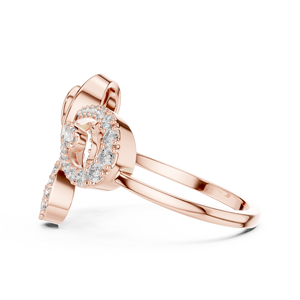 Luxury Bow Shape Diamond Ring Unisex | Infinity <b>Ribbon</b> Design | Micro Pave Setting | Moissanite Ring | Rose Gold Alloy Jewelry - Product Image 3