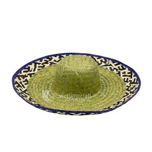 Natural Wicker Grass <b>Braided</b> Sombrero Wide Brim Striped Mexican Hat Unisex Adult for Festival Season - Product Image 3