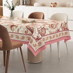 Classic Printed Floral Rectangular <b>Tablecloth</b> 100% Cotton Handmade Eco-Friendly Washable Home Party Wedding Use - Product Image 2