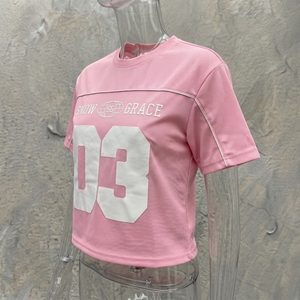 Snow Grace 03 T-shirt sportif rose pour homme à manches courtes col rond respirant tricoté coupe régulière - Product Image 5