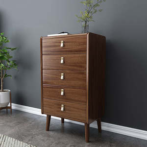 Commode à cinq tiroirs multifonctionnelle de luxe simple, design fin, en bois massif, style chinois moderne, pour l'organisation de la chambre d'hôtel - Product Image 4