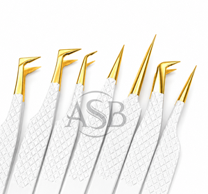 Pince à épiler professionnelle japonaise en acier inoxydable pour extensions de cils, marque privée, pointe en or blanc - Product Image 3