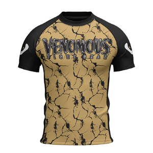 เสื้อรัดกล้ามพิมพ์ลายตามสั่ง เสื้อรัดกล้ามพิมพ์ลายแบบซับลิเมชั่น เสื้อรัดกล้ามสำหรับ MMA บราซิลเลียนยิวยิตสู OEM เสื้อรัดกล้ามสำหรับผู้ชาย แขนสั้น - Product Image 1