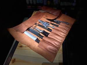 100% Genuine Leather Eco-Friendly Lightweight Classic Portable Chef Knife Roll Professional Collection LKR-0377 - Product Image 5