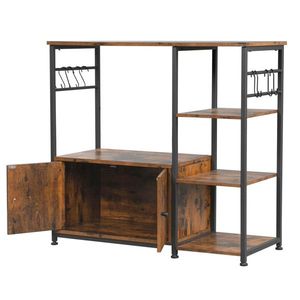 4-Tier Multifunctional <b>Kitchen</b> Bakers Rack with 8 Hooks Microwave <b>Storage</b> Rack Oven Stand Utility <b>Storage</b> Organizer Cabinet - Product Image 3