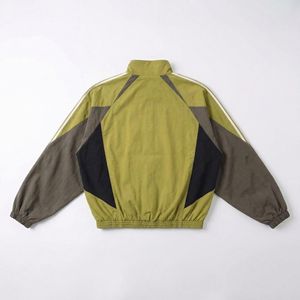 Chaqueta deportiva ligera unisex con paneles en contraste y cremallera frontal, cortavientos con paneles de color oliva y dobladillo elástico |   Marca Privada OEM/ODM - Product Image 2