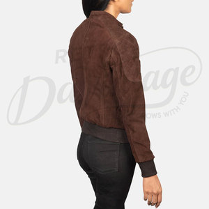 High Quality Customize Winter Women Thick Warm Motorcycle <b>Suede</b> <b>Jacket</b> Women <b>Suede</b> Bomber <b>Jacket</b> Genuine Brown <b>Suede</b> Leather - Product Image 5