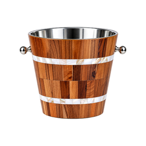 Seau à glace en bois de manguier avec logo personnalisé, doublure en acier inoxydable à double paroi, style refroidisseur à vin en bois et bac à bière - Product Image 2
