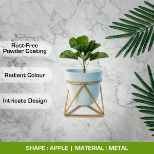 Maceta Metálica Azul Claro con Soporte de Hierro, Elegante Porta Macetas Elevado para Decoración de Jardín Interior Contemporáneo y Moderno - Product Image 6