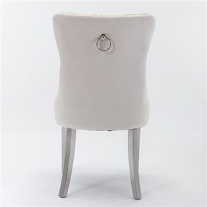 Modern High-End Contemporary Dining Chair Tufted Solid Wood with Velvet Upholstery Chrome Stainless Steel Finish Collection - Product Image 6