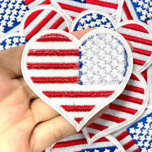 Patchs brodés thermocollants pour chapeaux, motif drapeau cœur patriotique, applique DIY - Product Image 2