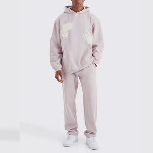 Wholesale Unisex Oversized Pullover Hoodie Sweatpants Tracksuit Blank Plain Baggy Sweat <b>Suit</b> for Men - Product Image 1