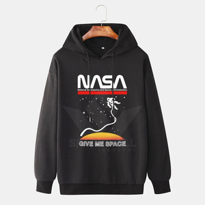 Sudadera con Capucha para Hombre, Diseño Gráfico Espacial Azul Claro, Mezcla de Algodón Informal, Corte Regular, para Otoño - Product Image 5