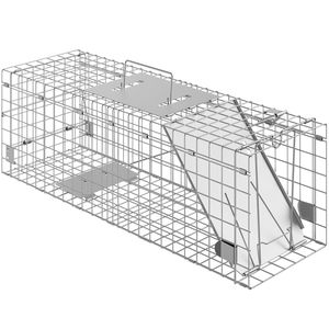 Trampa Plegable de Hierro Galvanizado de 24" x 8" x 8" para Gatos y Conejos, Trampa Humana para Animales Vivos con Asa Plegable - Product Image 6