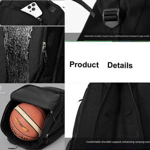 Sports Fitness Travel Backpack Shoe Compartment Basketball Soccer Ball <b>Holder</b> Rucksack Fits 15.6 Inch 35L - Product Image 5