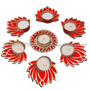 Juego de Rangoli de Flor de Loto Tradicional de Metal Multicolor, Hecho a Mano, Ecológico, Decoración para el Hogar, Portavelas para Diwali, Recuerdo de Boda - Product Image 6