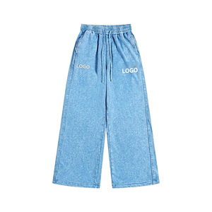 Pantalones Deportivos Extra Grandes para Hombre, 320 GSM, 100% Algodón, Lavado Vintage, con Parche de Chenilla, Estilo Urbano - Product Image 1