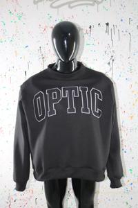 Sudadera OPTIC BLACK con cuello alto, 100% NEGRO, con apliques bordados, cuello ancho, hilos finos. - Product Image 2