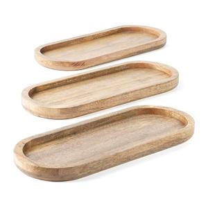 Juego de platos de madera maciza para servir, platos ecológicos de madera para servir, tabla de servir de madera para pan, fruta, decoración del hogar - Product Image 6