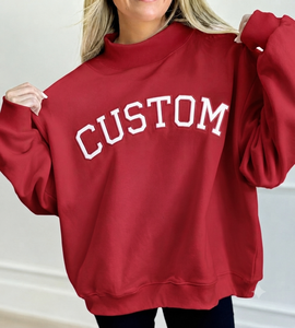 เสื้อสเวตเชิ้ตโอเวอร์ไซส์สีแดงสำหรับผู้หญิง ปักลาย แขนยาว ผ้าฝ้ายเนื้อนุ่ม คอเต่า สไตล์สตรีทแวร์ เหมาะสำหรับฤดูหนาว - Product Image 1