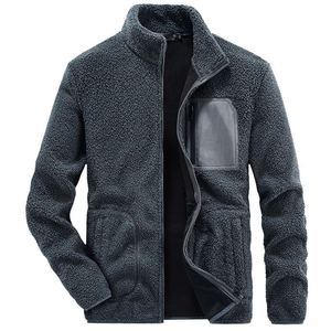 Premium <b>Men's</b> <b>Black</b> <b>Fleece</b> <b>Jacket</b> Stand Collar Zipper Closure Breathable Windproof Sherpa Lining Streetwear Winter Warm Regular - Product Image 3