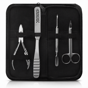 Stainless Steel Professional Manicure <b>Kit</b> with <b>Nail</b> Clipper Scissors File Pusher Portable Case & Box for Adults Classic Style - Product Image 1