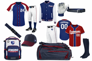 Ensemble complet d'uniforme de baseball : casquette, maillot, pantalon rayé en polyester, uniforme d'équipe américaine, sac à dos, maillot, chaussettes, veste, gants - Product Image 2