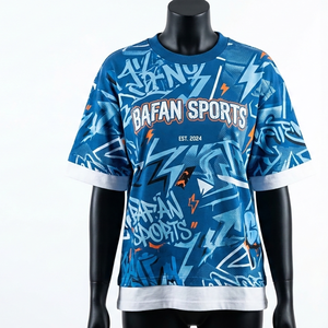 Camiseta de mujer de doble capa de algodón y poliéster, jersey de 200 GSM en la parte exterior, 160 GSM con estampado, dobladillo blanco, logotipo personalizado, camiseta de algodón de doble capa. - Product Image 1