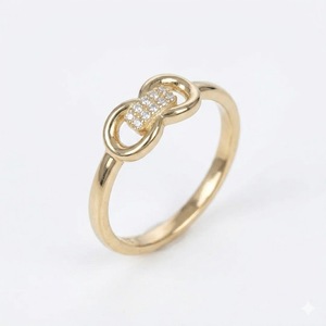 Anillo de Diamantes con Eslabones Entrelazados, Oro de 14K/18K, Anillo con Forma de Ocho, Anillo de Nudo Infinito, Símbolos de Amor, Joyería Elegante, Regalo - Product Image 5